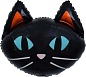 Шар (26''/66 см) Фигура, Голова, Голубоглазый котенок, Черный, 1 шт.