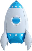 Шар (27''/69 см) Фигура, 3D Ракета, Синий, 1 шт.