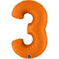 Шар (40''/102 см) Цифра, 3, Оранжевый, Сатин, 1 шт. в уп. 