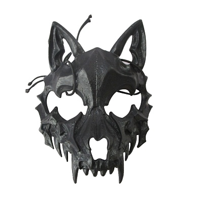 Карнавальная маска, Череп волка, Черный, 17*22 см, 1 шт. 