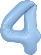 Шар (40''/102 см) Цифра, 4 Slim, Небесный, 1 шт. в уп.