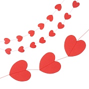 Гирлянда-подвеска Сердце, Красный, 200 см, 5 см*18 шт, 1 упак.