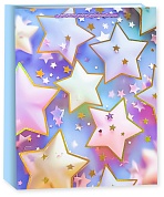 Пакет подарочный, Волшебные звезды, Дизайн №3, Металлик, 41,5*30*12 см, 1 шт.