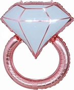 Шар (33''/84 см) Фигура, Кольцо с бриллиантом, Розовое Золото, 1 шт. 