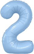 Шар (40''/102 см) Цифра, 2 Slim, Небесный, 1 шт. в уп.