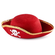 Шляпа, Веселый Пират, фетр, мини, Красный, 1 шт. 