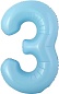 Шар с клапаном (16''/41 см) Мини-цифра, 3, Голубой, 1 шт. 