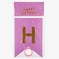 Гирлянда Флажки, Happy Birthday, Розовый/Золото, Металлик, с блестками, 350 см, 17*12 см, 1 шт.