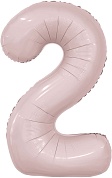 Шар (40''/102 см) Цифра, 2 Slim, Пыльная роза, 1 шт. в упак. 