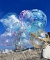 Шар (20''/51 см) Сфера 3D, Deco Bubble, Голубые круги, Прозрачный, 1 шт. в упак.