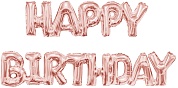 Шар (17''/43 см) Мини-фигура, Надпись "Happy Birthday", Розовое Золото, 1 шт.
