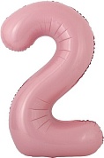 Шар с клапаном (16''/41 см) Мини-цифра, 2, Розовый, 1 шт. 