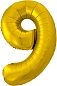 Шар (34''/86 см) Цифра, 9, Золото, 1 шт. в упак.