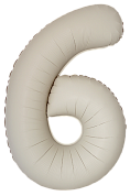 Шар (34''/86 см) Цифра, 6 Slim, Кремовый Латте, Матовый, 1 шт.