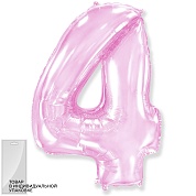 Шар (40''/102 см) Цифра, 4, Розовый, Макарунс, 1 шт. в уп. 