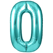 Шар (40''/102 см) Цифра, 0, Тиффани, 1 шт. в уп.