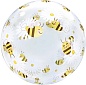 Шар (20''/51 см) Сфера 3D, Deco Bubble, Ромашки и пчелы, Прозрачный, Кристалл, 1 шт. в упак.