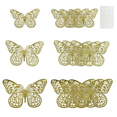 Наклейки Нежные бабочки, Золото, 8-12 см*4 шт, 12 шт, 1 упак.