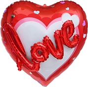 Шар (36''/91 см) Сердце, 3D Love, Красный, 1 шт. в упак.