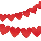 Гирлянда-подвеска Сердце, фетр, Красный, 200 см, 10 см*12 шт, 1 упак.