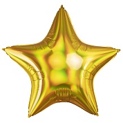 Шар (32''/81 см) Звезда, Золото, Голография, 1 шт.