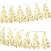 Гирлянда Тассел, Полоски, Белый/Золото, Металлик, 35*12 см, 5 листов.