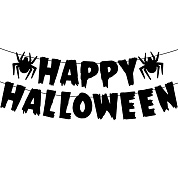 Гирлянда Happy Halloween, Пауки, Черный, 500 см, 17 см, 1 упак.