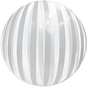 Шар (18''/46 см) Сфера 3D, Deco Bubble, Серебряные полосы, Прозрачный, 1 шт. в упак.