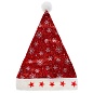 Колпак Новогодний, Красные звезды и снежинки, со светодиодами, Красный/Серебро, 28*38 см, 1 шт. 