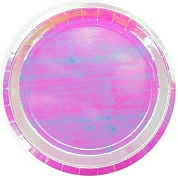 Тарелки (9''/23 см) Розовый перламутр, Голография, 6 шт.