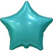 Шар (18''/46 см) Звезда, Бирюзовый, Сатин, 5 шт. в упак.