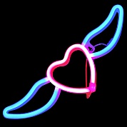Световая фигура Сердце, с крыльями, 11*35 см. Красный/Синий, 1 шт.