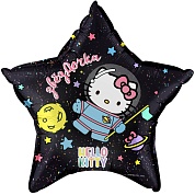 Шар (22''/56 см) Звезда, Hello Kitty, Космонавт, Черный, 1 шт. в упак.