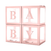 Набор коробок для шаров Baby, Нежно-розовый, 30*30*30 см, 4 шт. в упак.