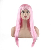 Парик карнавальный, 160 гр, Длинные прямые волосы, Светло-розовый, 1 шт.