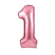 Шар (40''/102 см) Цифра, 1, Розовый, 1 шт. в уп.