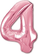 Шар (40''/102 см) Цифра, 4 Slim, Розовый фламинго, 1 шт. в упак.