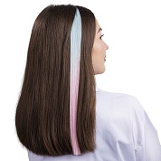 Цветная прядь для волос, Флуоресцентная двухцветная, 5 гр., Голубой/Розовый, 50*3,2 см, 1 шт. 
