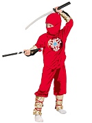 Карнавальный костюм Ниндзя, р-р S, Красный, 1 шт.