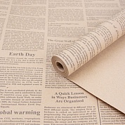 Упаковочная бумага, Крафт 40гр (0,7*7,5 м) Деловая газета, Коричневый/Черный, 1 шт.