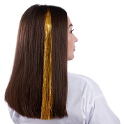Цветная прядь для волос, Дождик, на заколке, 11 гр., Золото, 50*3,2 см, 1 шт. 