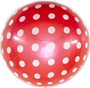 Шар (18''/46 см) Сфера 3D, Deco Bubble, Белые точки, Красный, 1 шт. в упак.