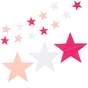 Гирлянда-подвеска Звезда, Розовый микс, 200 см, 7 см*20 шт, 1 упак.