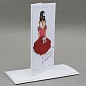 Конверт для денег 3D, С Днем Рождения! (девушка в красном платье), с блестками, 1 шт.