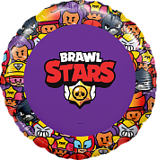 Шар (18''/46 см) Круг, Brawl Stars, Команда бойцов, дизайн №1, Фиолетовый, 1 шт. в упак.