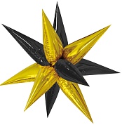 Шар 3D (26''/66 см) Звезда, Составная, Черный/Золото, 1 шт. в уп.