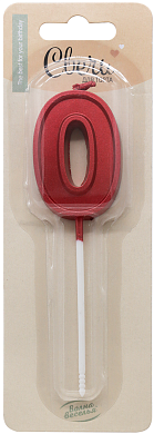Свеча Цифра, 0 Лаконичная серия, Красный, 5 см, 1 шт. с держат.