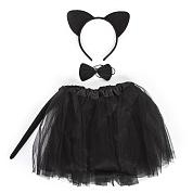 Набор (ободок, юбочка, бантик, хвостик) Кошечка, Черный, 1 шт.