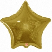 Шар (4''/10 см) Микро-звезда, Золото, 1 шт.