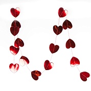 Гирлянда-подвеска Сердце, Красный, Металлик, 200 см, 5 см*20 шт, 1 упак.